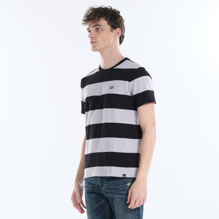Lee Men's Roundneck Stripes; Popcorn Fabric Tee
