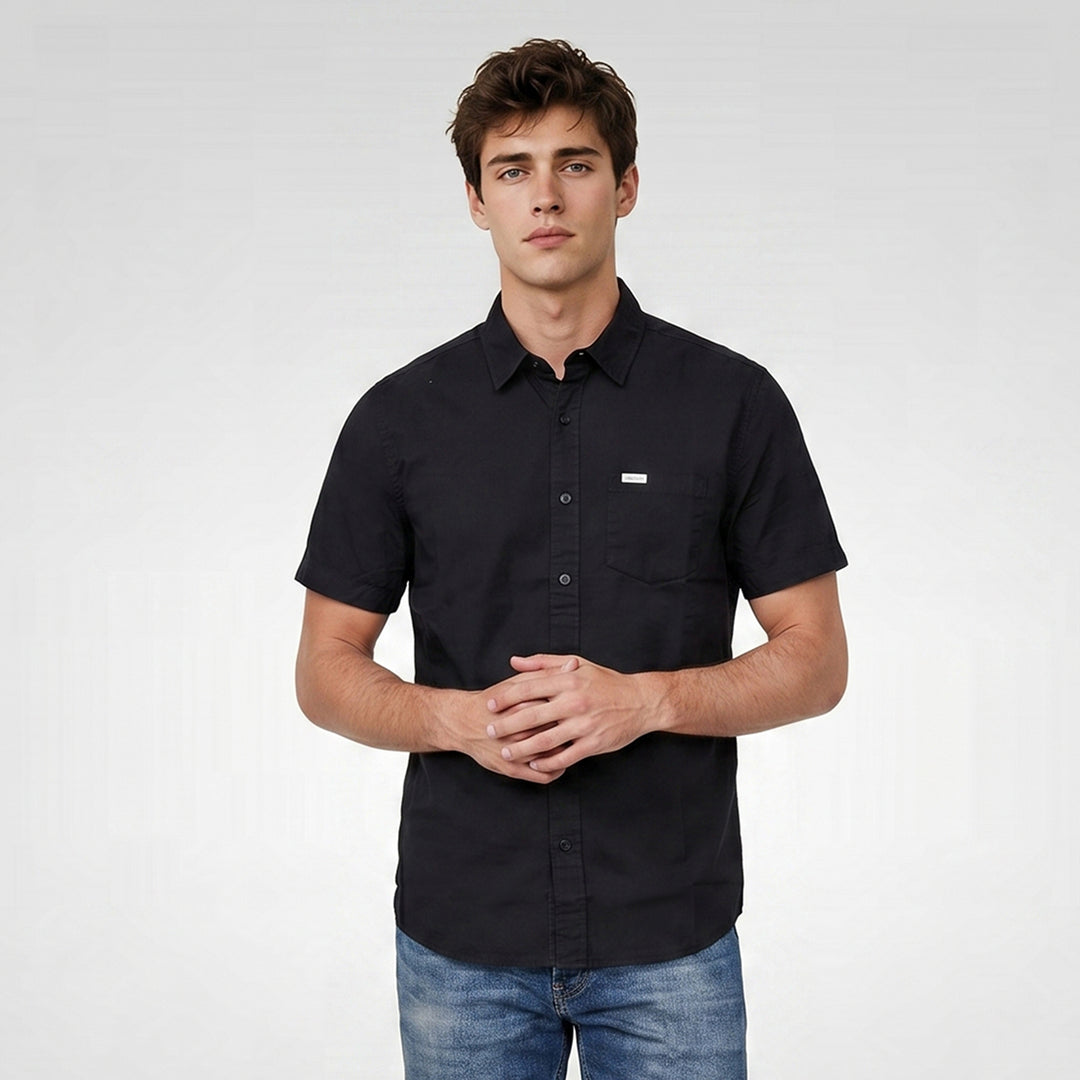 Lee Men's Button-Down Woven Polo with Functional Pocket