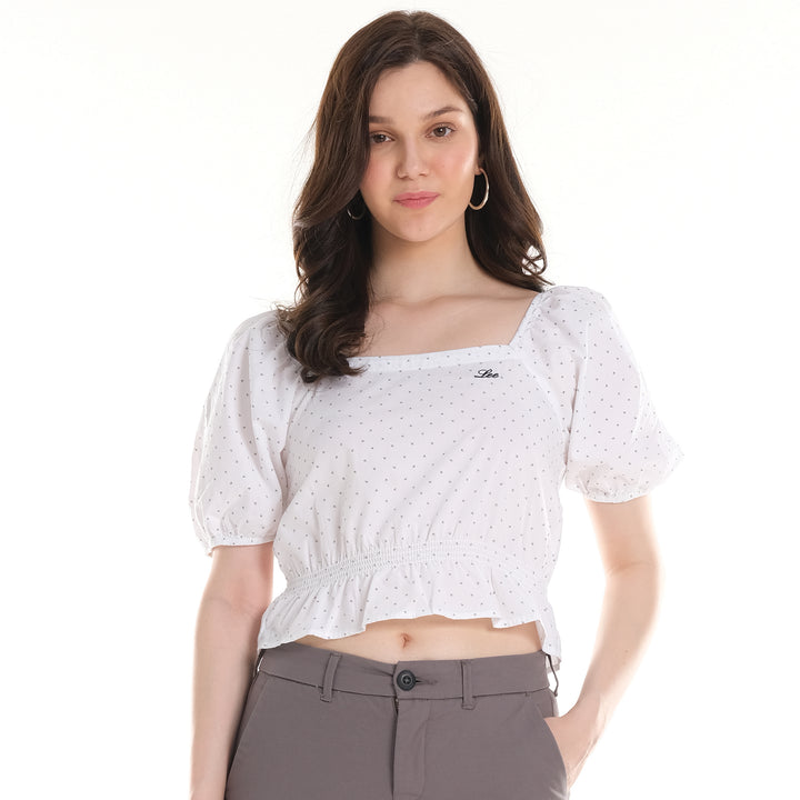 WOMENS PUFF SLEEVES CROPPED BLOUSE
