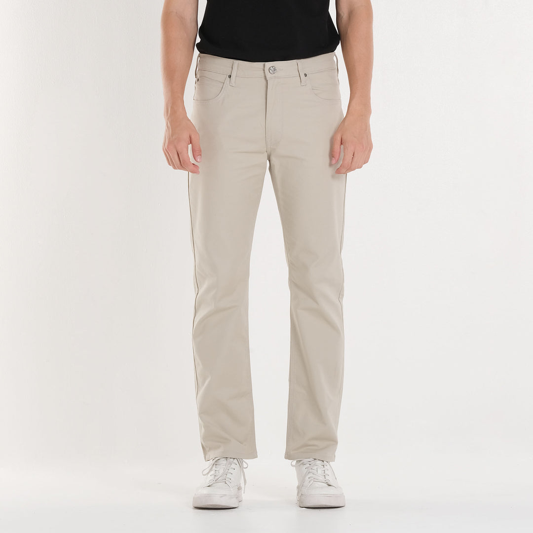 LEE MEN'S BROOKLYN STRAIGHT COLORED PANTS - BEIGE MID-RISE PANTS