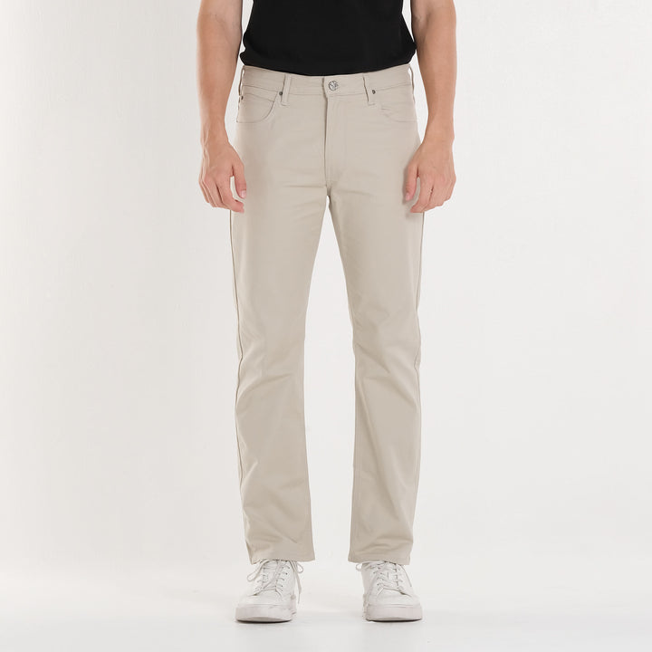 LEE MEN'S BROOKLYN STRAIGHT COLORED PANTS - BEIGE MID-RISE PANTS