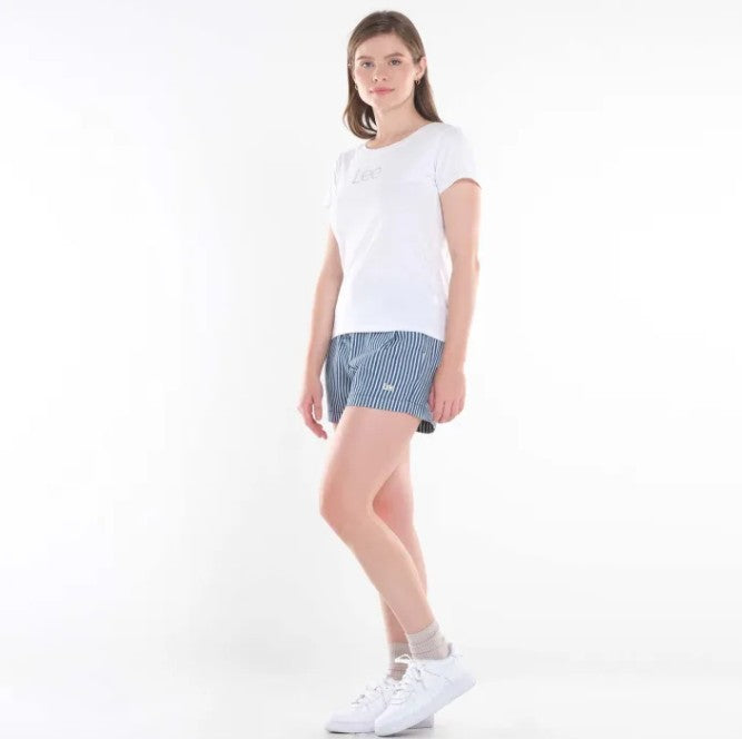 LEE LADIES ROUND NECK TEE WITH RHINESTONE-DESIGNED LOGO