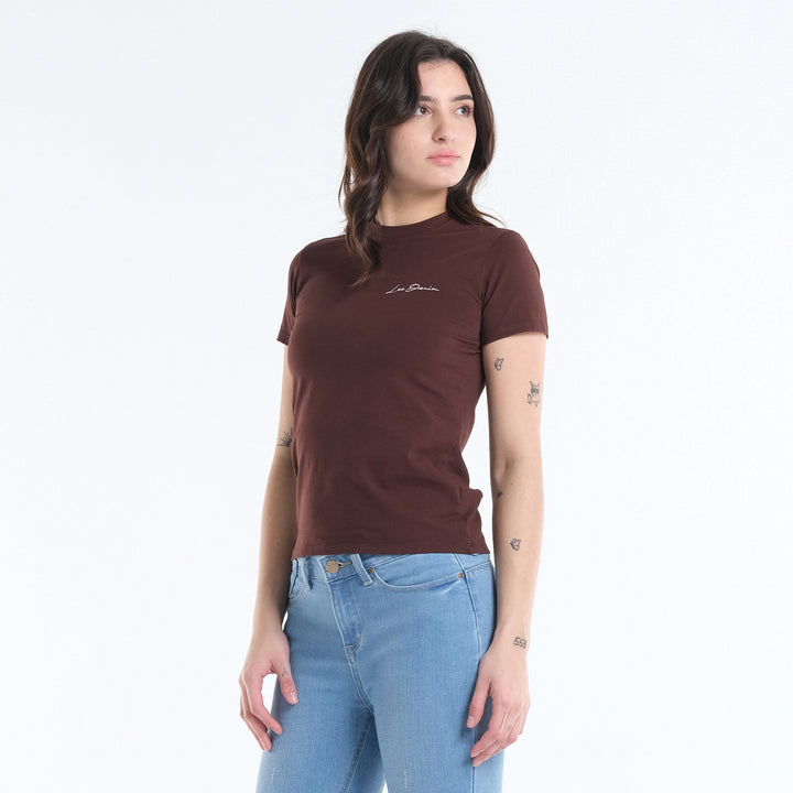 LEE LADIES HIGH-NECK SCRIPT LOGO TEE