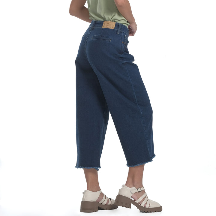 WOMENS CROPPED WIDE-LEG DENIM JEANS