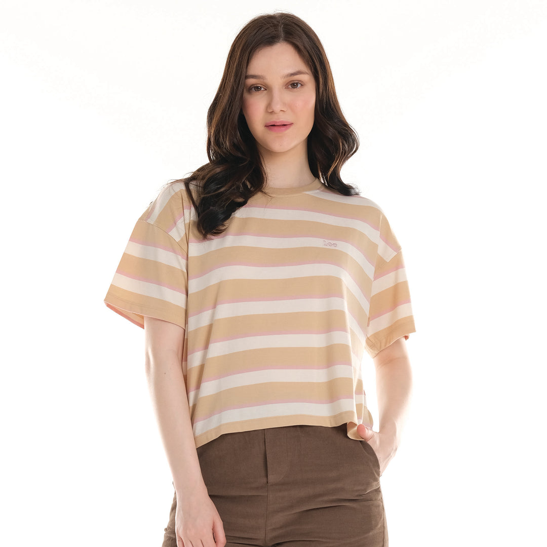 WOMENS ROUNDNECK SEMI CROPPED TOP TEE