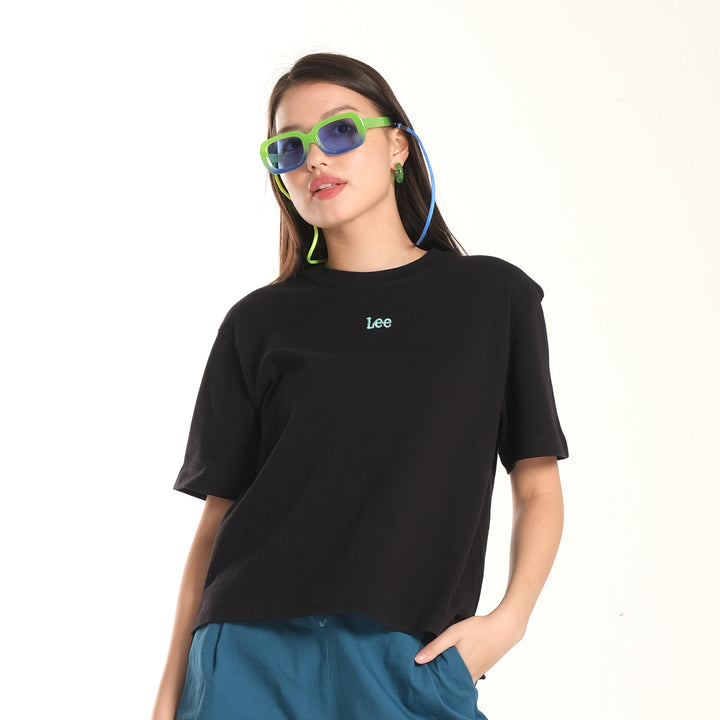 WOMENS PIQUE OVERSIZED LOGO TEE