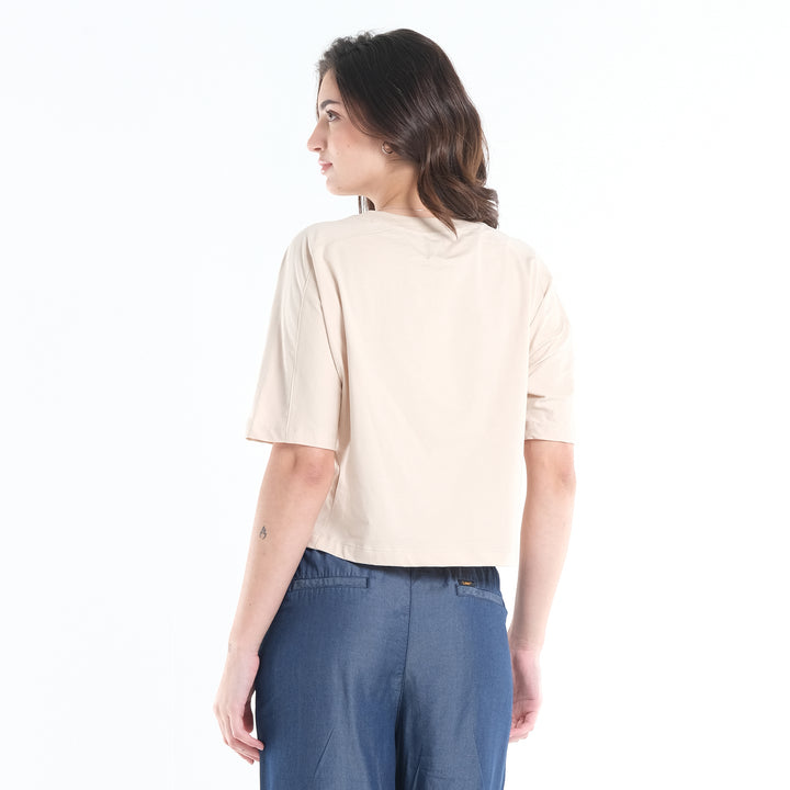 LEE LADIES LOOSE CROPPED TEE; TWO-TONED COLORED PRINT