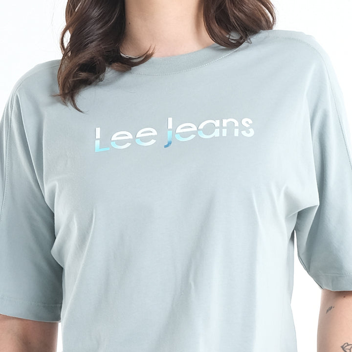 LEE LADIES LOOSE CROPPED TEE; TWO-TONED COLORED PRINT