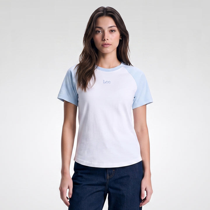 LEE LADIES FITTED SEMI CROPPED ROUNDNECK TEE