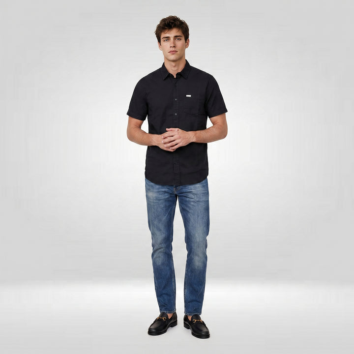 Lee Men's Button-Down Woven Polo with Functional Pocket