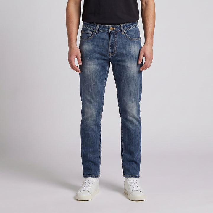 LEE MENS SLIM TAPERED DENIM JEANS IN RUSTY RIVET 28" INSEAM