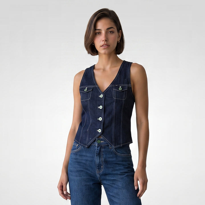 LEE LADIES DENIM VEST JADE FUSION