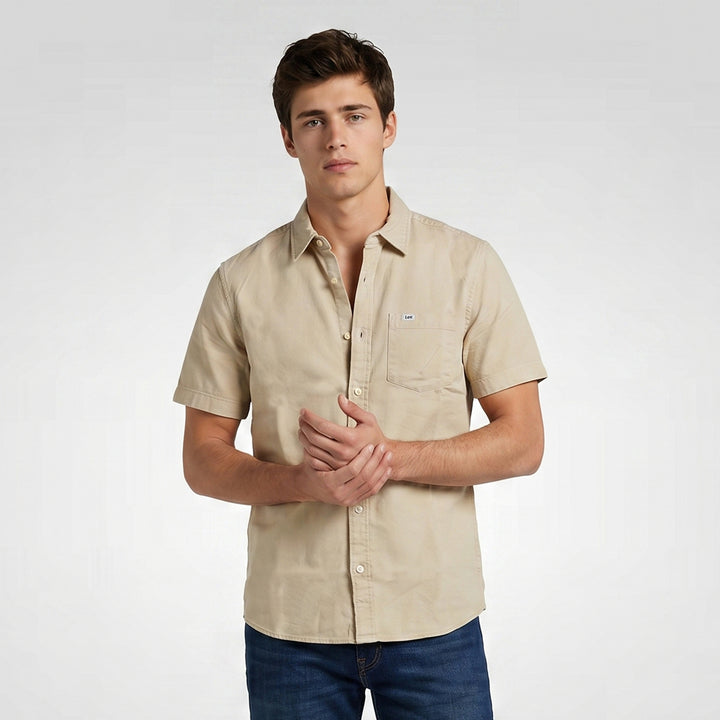 Lee Men's Button-Down Woven Polo with Functional Pocket
