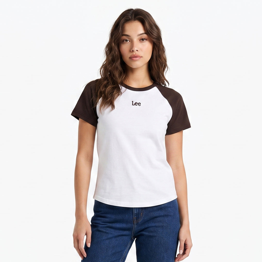 LEE LADIES FITTED SEMI CROPPED ROUNDNECK TEE