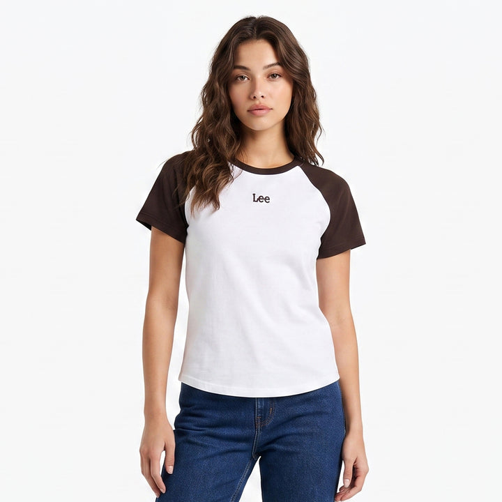 LEE LADIES FITTED SEMI CROPPED ROUNDNECK TEE