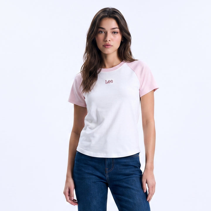 LEE LADIES FITTED SEMI CROPPED ROUNDNECK TEE