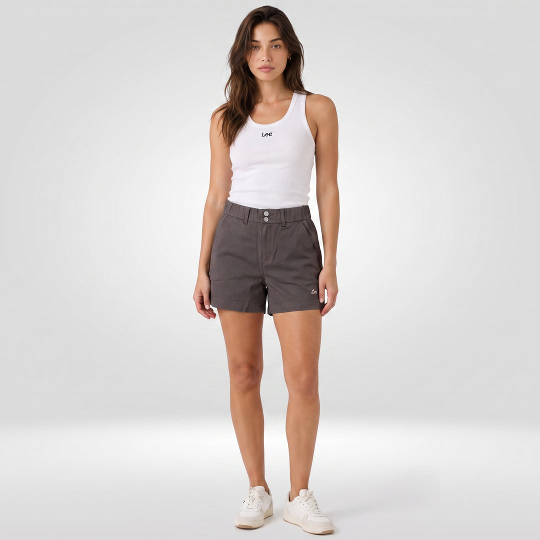 LEE LADIES TWO-BUTTON WIDE WAISTBAND HIGH-WAISTED EASY SHORTS