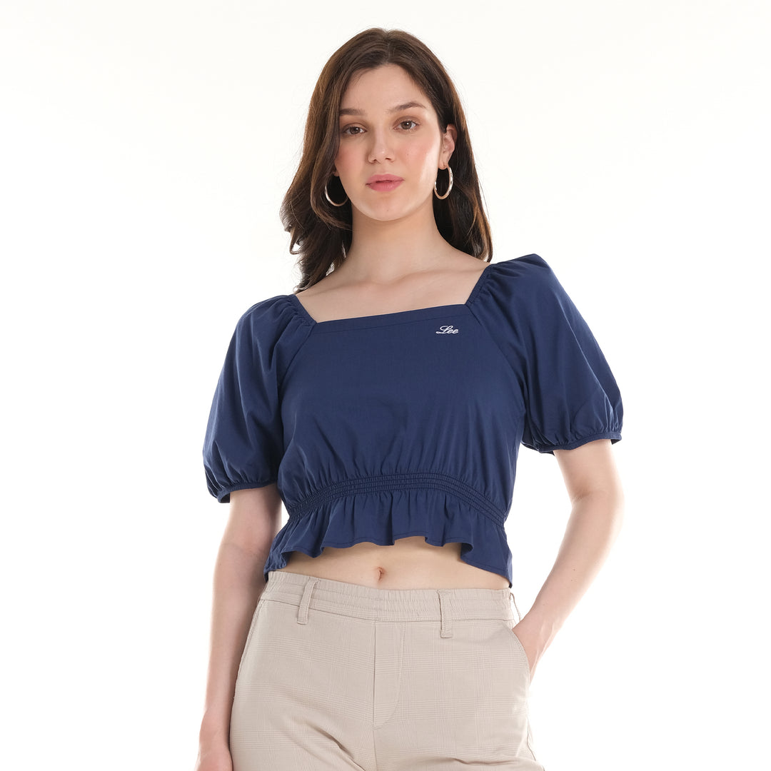 WOMENS PUFF SLEEVES CROPPED BLOUSE