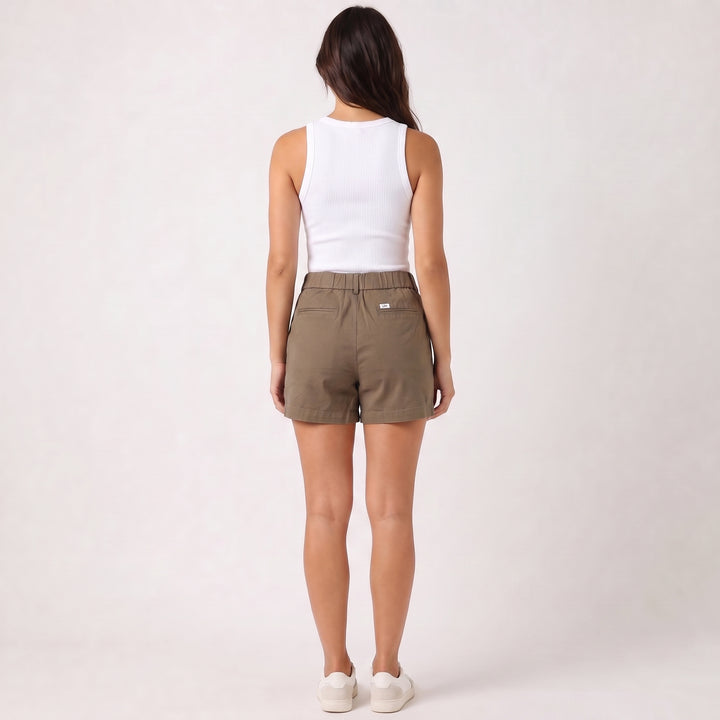 LEE LADIES TWO-BUTTON WIDE WAISTBAND HIGH-WAISTED EASY SHORTS