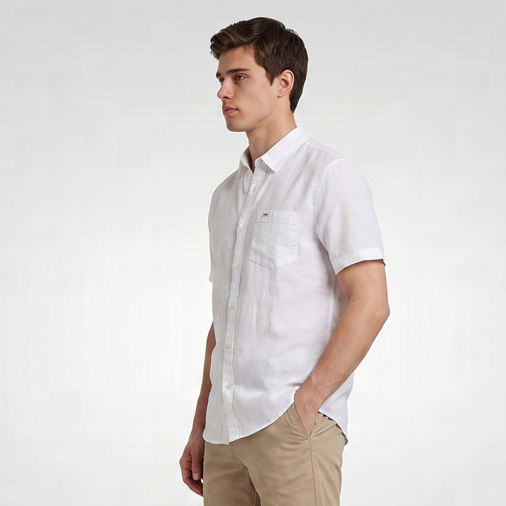 Lee Men's Button-Down Woven Polo with Functional Pocket