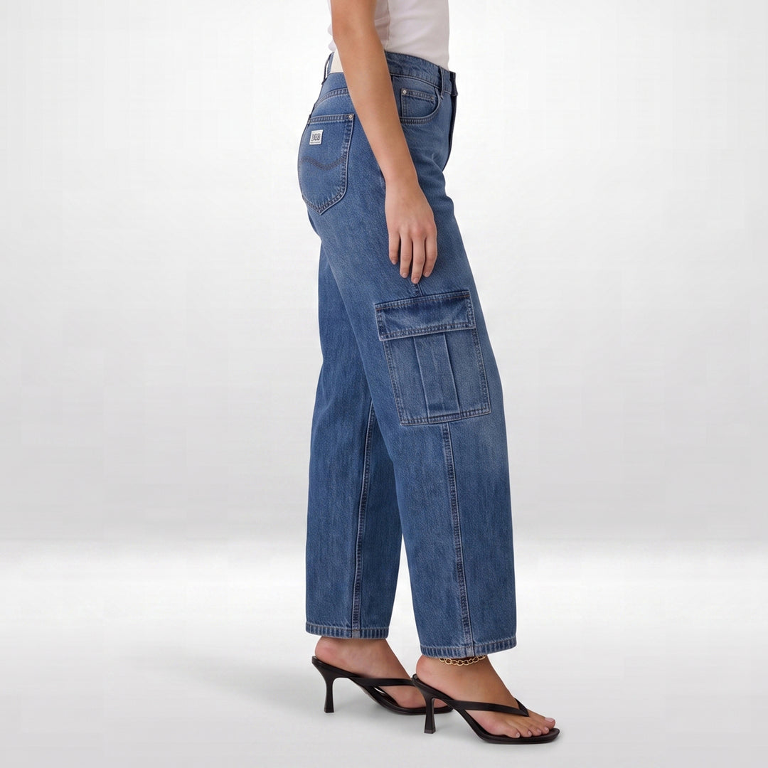 LEE LADIES DENIM BAGGY CARGO PANTS 28" INSEAM