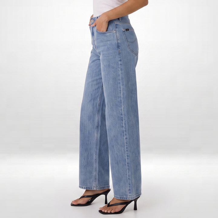 LEE LADIES A-LINE WIDE DENIM JEANS IN SOFT BLUE