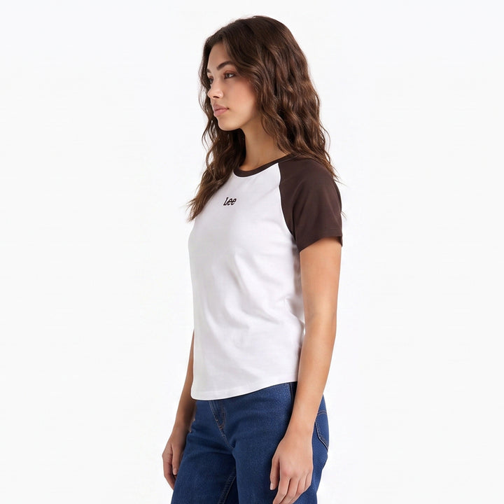 LEE LADIES FITTED SEMI CROPPED ROUNDNECK TEE