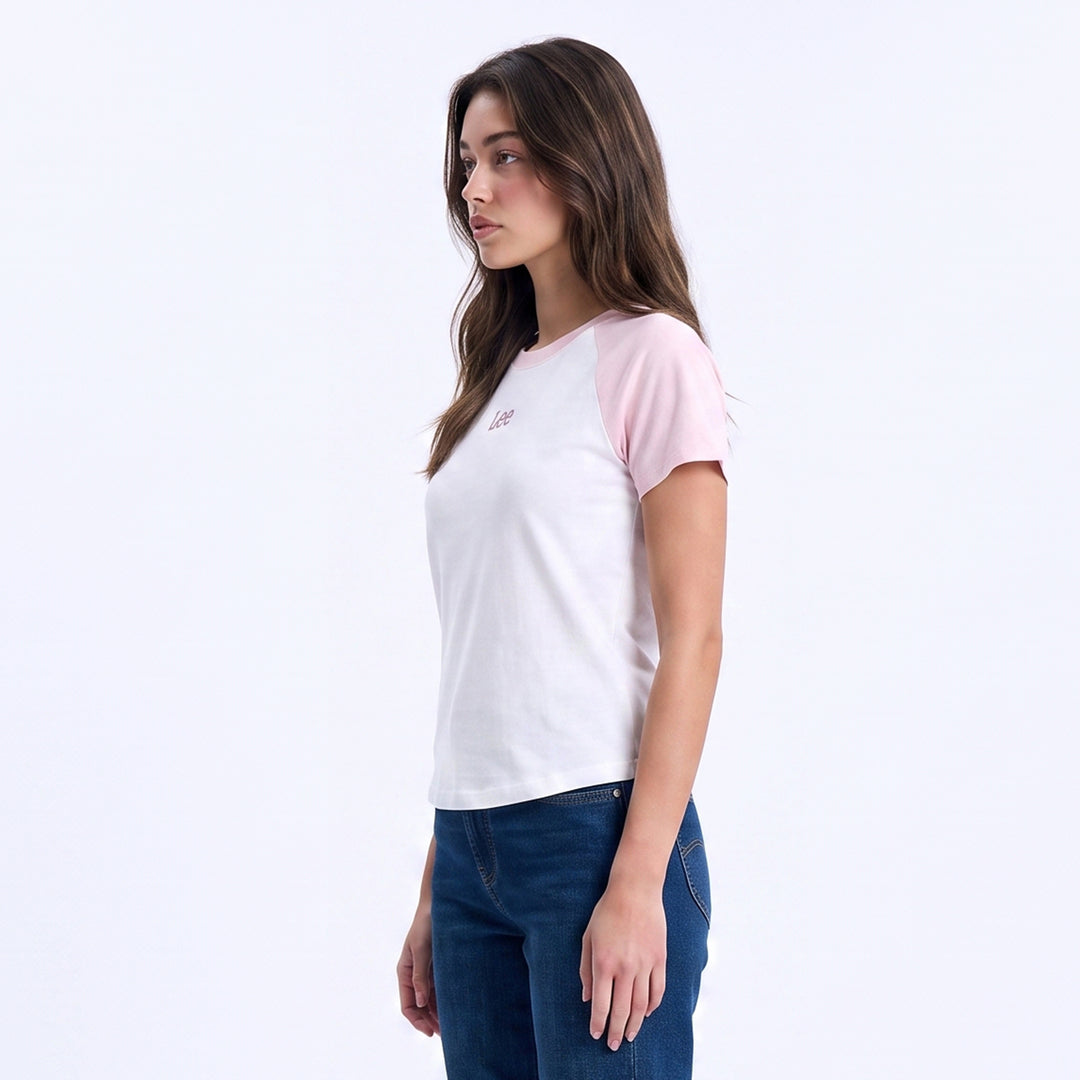 LEE LADIES FITTED SEMI CROPPED ROUNDNECK TEE