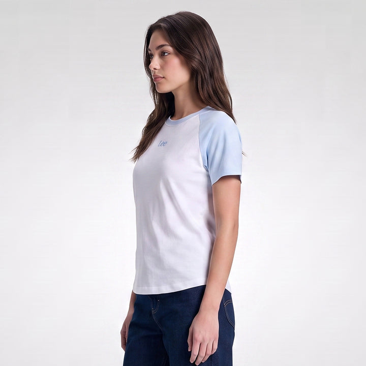 LEE LADIES FITTED SEMI CROPPED ROUNDNECK TEE