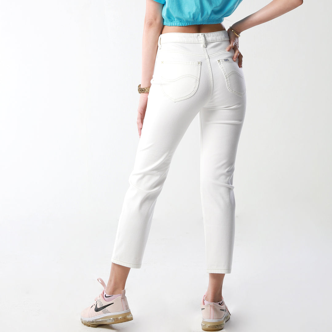 WOMENS HIGH WAIST COLORED PANTS IN WHITE