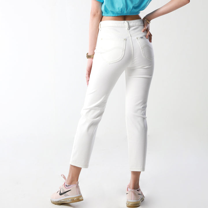 WOMENS HIGH WAIST COLORED PANTS IN WHITE