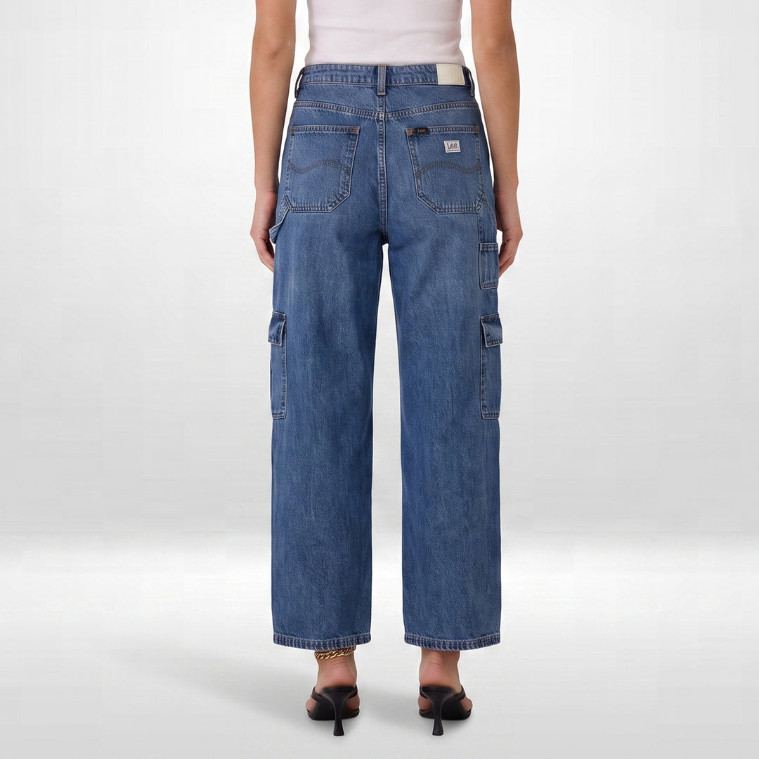 LEE LADIES DENIM BAGGY CARGO PANTS 28" INSEAM