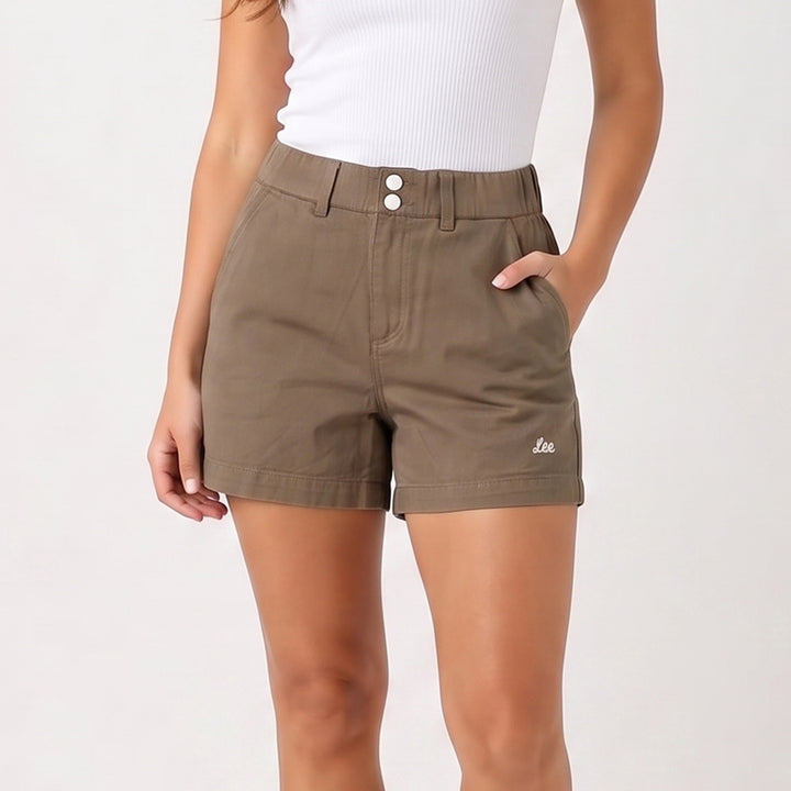 LEE LADIES TWO-BUTTON WIDE WAISTBAND HIGH-WAISTED EASY SHORTS