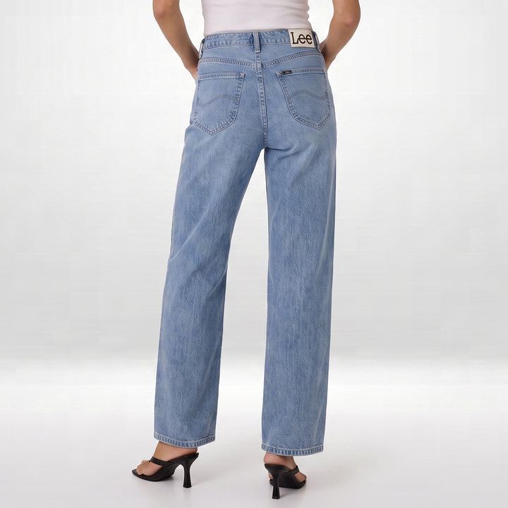 LEE LADIES A-LINE WIDE DENIM JEANS IN SOFT BLUE