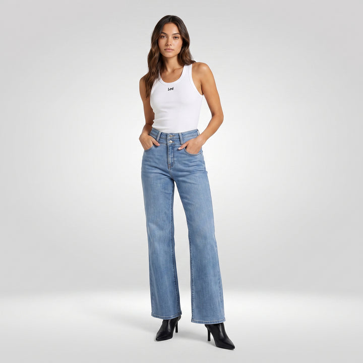 LEE LADIES FLARE DENIM JEANS IN SOFT BLUE