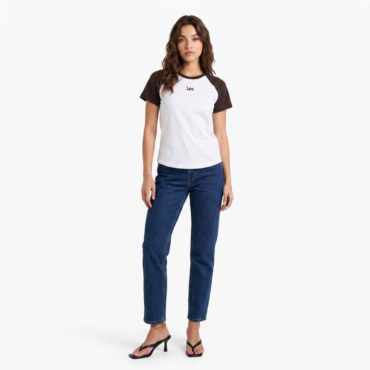 LEE LADIES FITTED SEMI CROPPED ROUNDNECK TEE