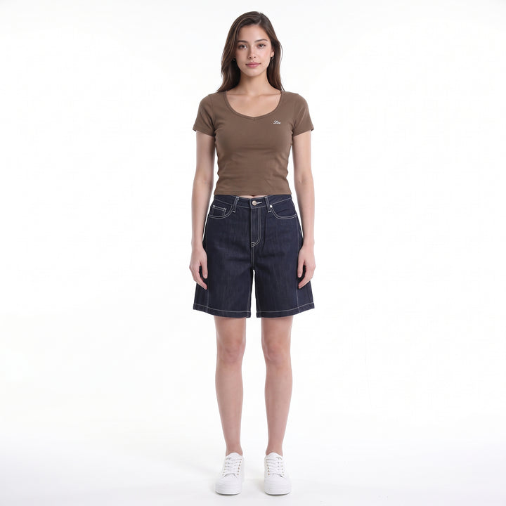 LEE LADIES DENIM JORTS IN RINSE WASH