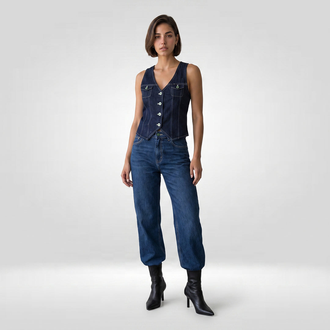 LEE LADIES DENIM VEST JADE FUSION