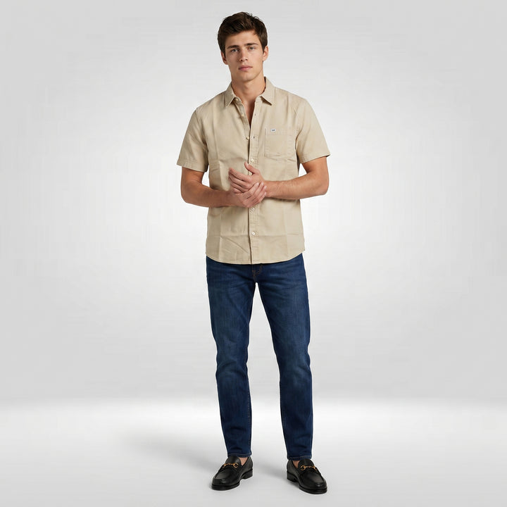 Lee Men's Button-Down Woven Polo with Functional Pocket