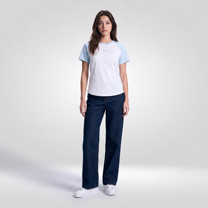 LEE LADIES FITTED SEMI CROPPED ROUNDNECK TEE