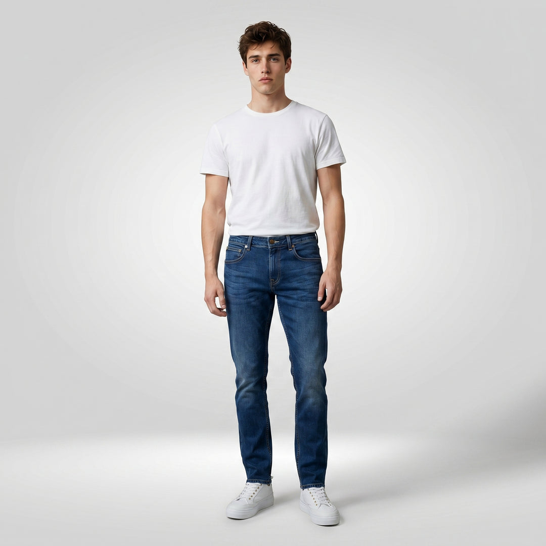 LEE MENS SLIM TAPERED DENIM JEANS IN LIGHT RAY