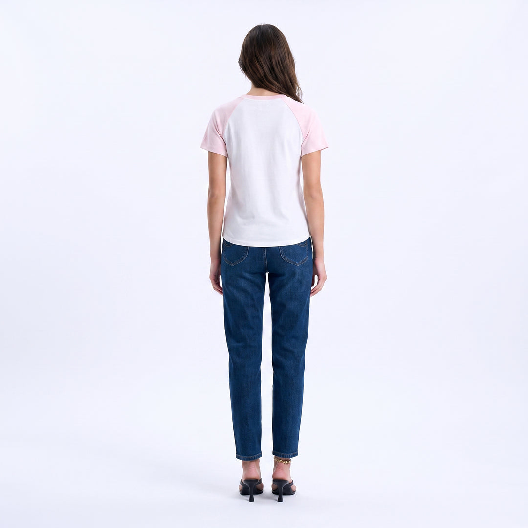 LEE LADIES FITTED SEMI CROPPED ROUNDNECK TEE