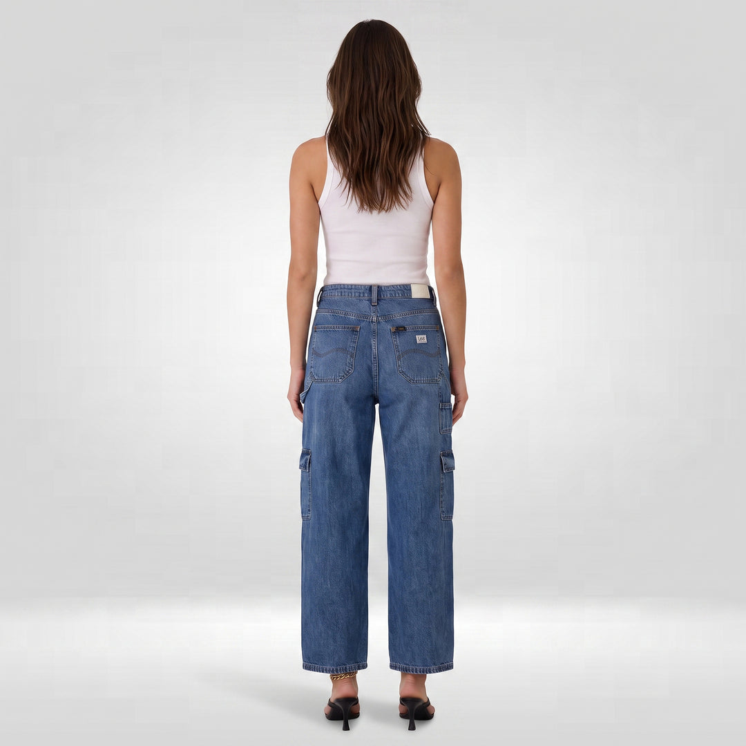LEE LADIES DENIM BAGGY CARGO PANTS 28" INSEAM