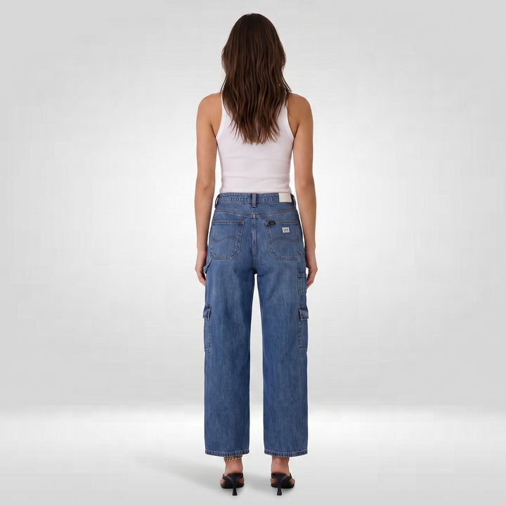 LEE LADIES DENIM BAGGY CARGO PANTS 28" INSEAM