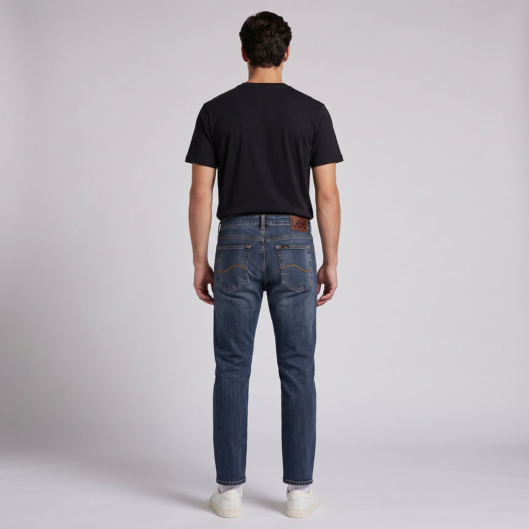 LEE MENS SLIM TAPERED DENIM JEANS IN RUSTY RIVET 28" INSEAM