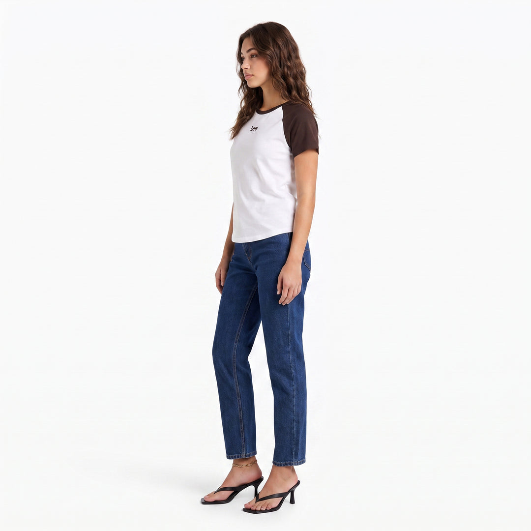 LEE LADIES FITTED SEMI CROPPED ROUNDNECK TEE