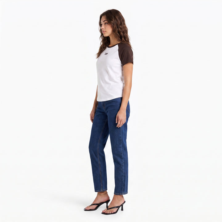 LEE LADIES FITTED SEMI CROPPED ROUNDNECK TEE