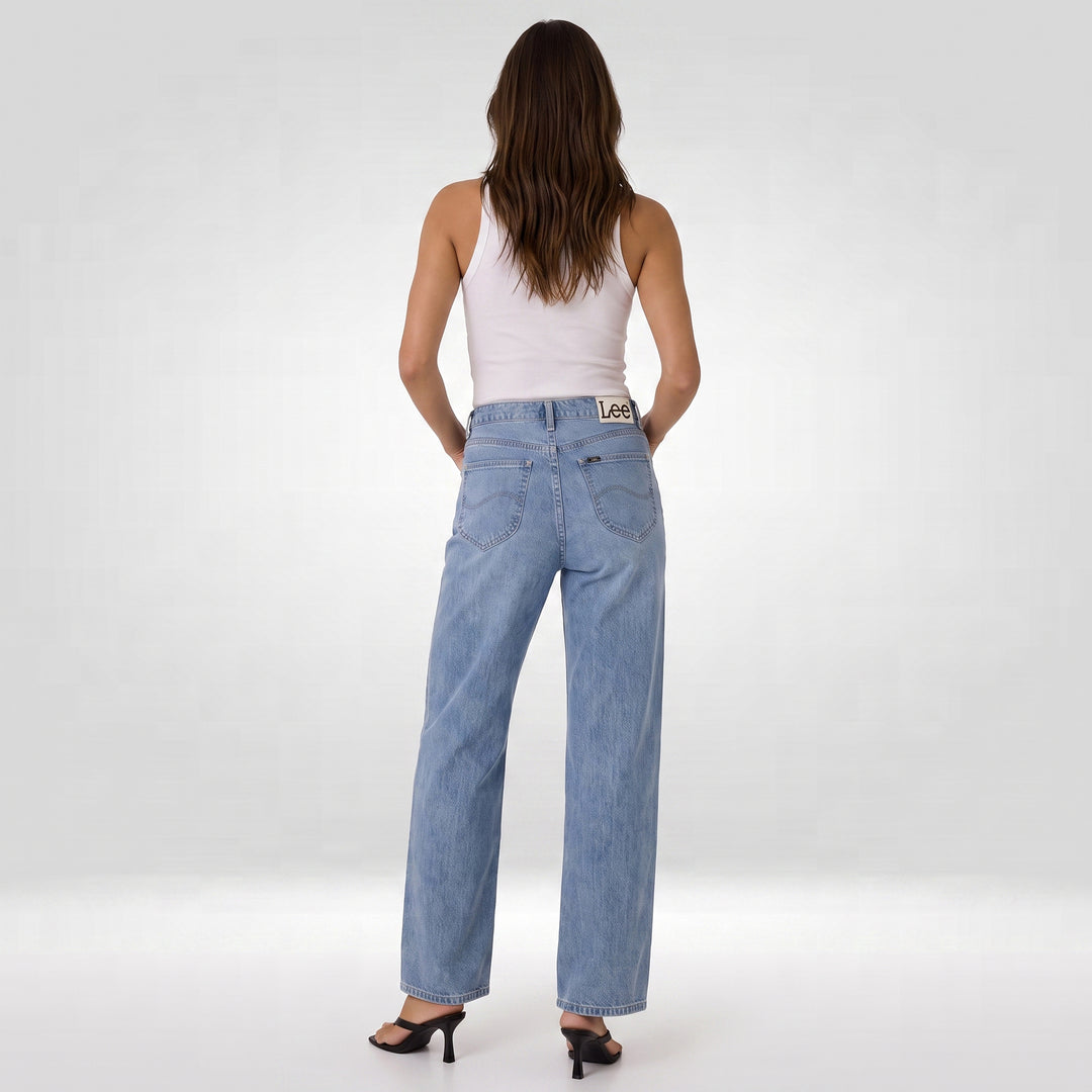 LEE LADIES A-LINE WIDE DENIM JEANS IN SOFT BLUE