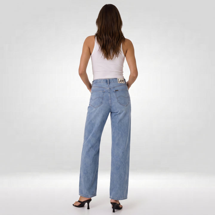 LEE LADIES A-LINE WIDE DENIM JEANS IN SOFT BLUE