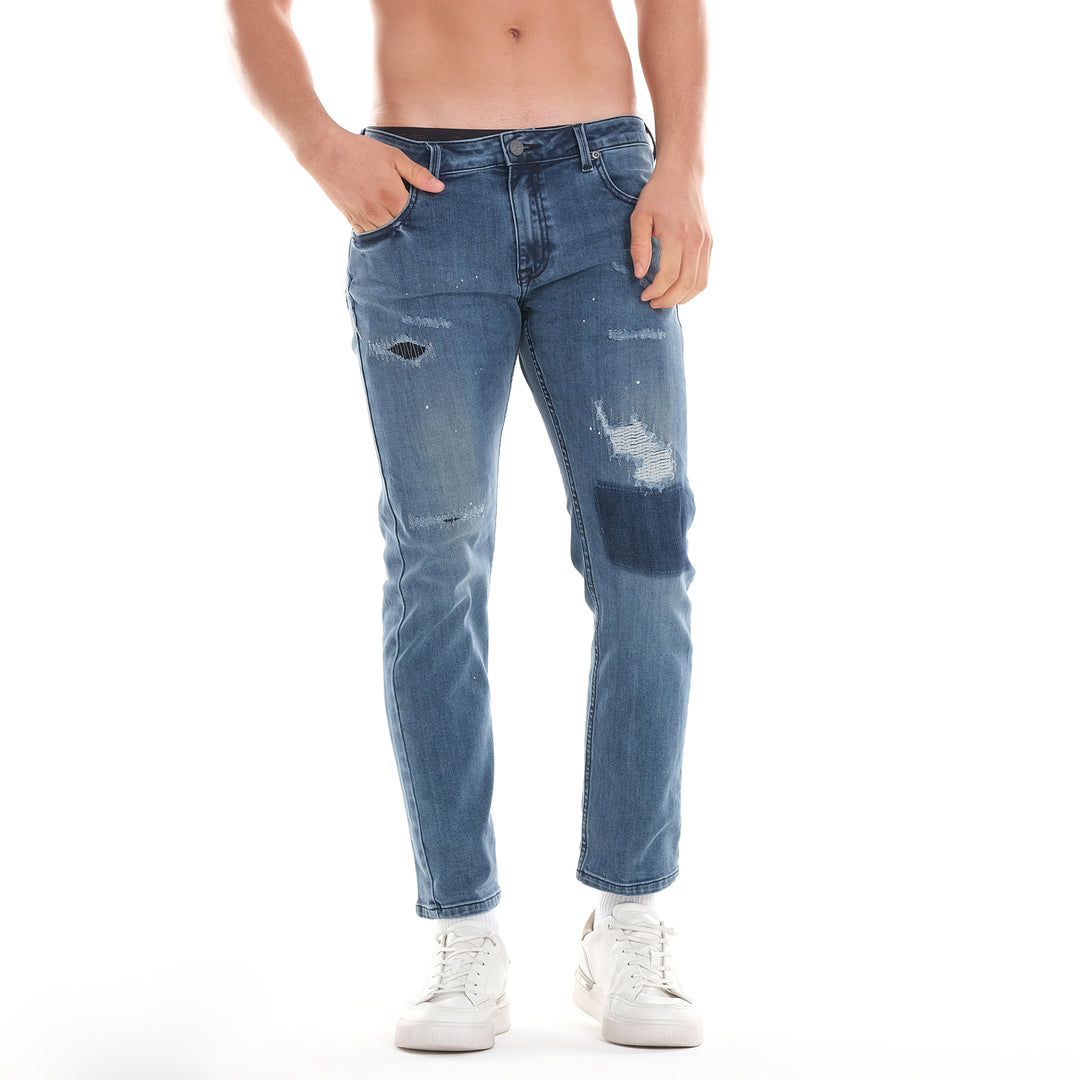 MENS RAMONE PATCH AND REPAIR DENIM JEANS